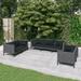 Latitude Run® 7 Piece Patio Lounge Set w/ Cushions Poly Rattan Dark Gray Wicker/Rattan in Black/Gray | 24 H x 82.7 W x 27.6 D in | Wayfair