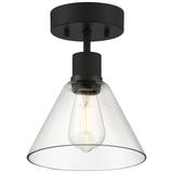 Port Nine Martini E26 LED Semi-Flush - Matte Black - Clear Glass