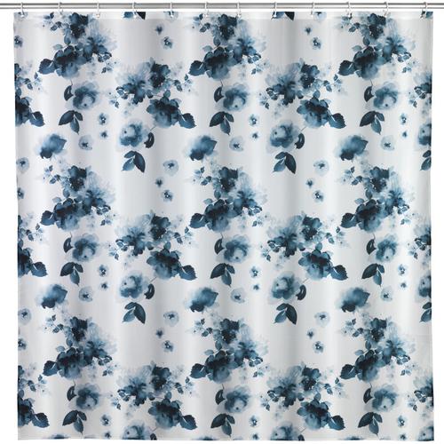 Anti-Schimmel Duschvorhang Rose Bleu, Textil (Polyester), 180 x 200 cm, waschbar, Blau, Polyester