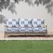 Humble + Haute Blue and White Ikat Stripe Indoor/Outdoor Corded Pillow and Cushion Sofa Set