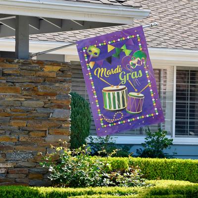 Carnival Masks and Drums "Mardi Gras" Outdoor Flag - 40" x 28"