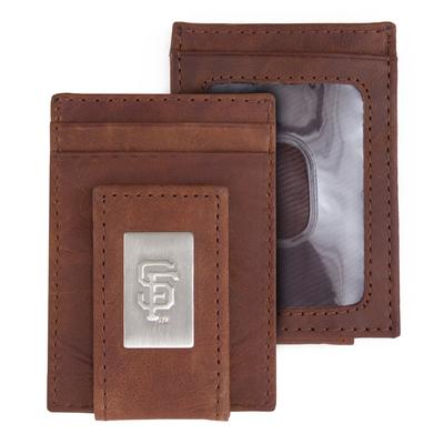 Colorado Rockies Brown Leather Money Clip with Cardholder 