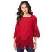 Plus Size Women's Embellished Georgette Tunic by Roaman's in Vivid Red (Size 14 W)