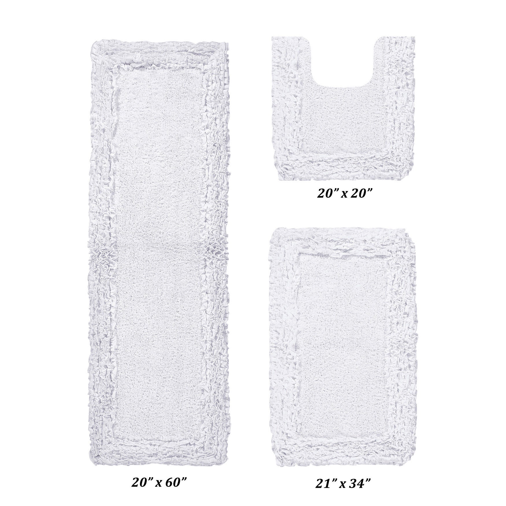 Shaggy Border Bath Rug Mat, 3-Pc. Set by Better Trends in White