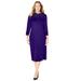 Plus Size Women's Cowl Neck Sweater Dress by Catherines in Deep Grape Geo Patch (Size 3X)