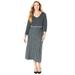 Plus Size Women's Fit N Flare Sweater Dress by Catherines in Gunmetal Stripes (Size 1X)