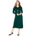 Plus Size Women's Cashmiracle™ Cowl Neck Pullover Sweater Dress by Catherines in Emerald Green (Size 1X)