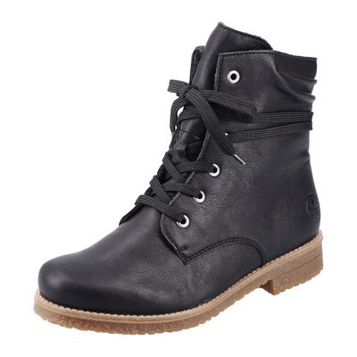 Schnürstiefelette RIEKER, Damen, Gr. 36, schwarz, Lederimitat, klassisch, Schuhe Schnürboots, mit schaftumspielender Sch