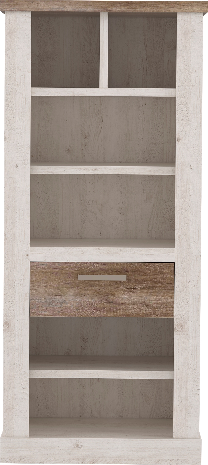 Bücherregal FORTE, weiß (pinie weiß, eiche antik), B:71,2cm H:160,3cm T:41,3cm, FSC-zertifizierter Holzwerkstoff, Regale, Bücherregal, Höhe 160 cm, Aktenregal mit Schublade, im Landhausstil