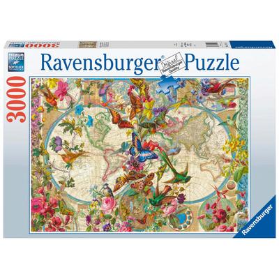 Puzzle RAVENSBURGER "Weltkarte mit Schmetterlingen" Puzzles bunt Kinder Made in Germany, FSC - schützt Wald weltweit