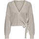 Wickelstrickjacke ONLY "ONLBREDA WRAP L/S CARDIGAN" Gr. XL (42), grau (pumice stone) Damen Strickjacken