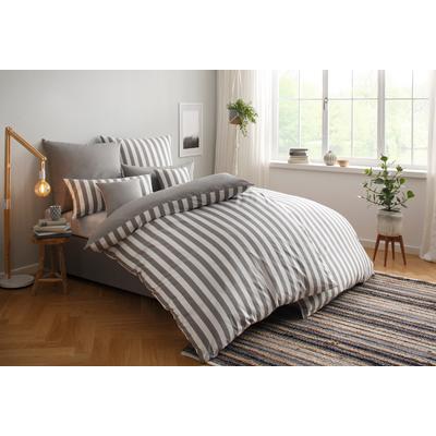 Wendebettwäsche ANDAS "Greta", grau, B/L: 200cm x 200cm, 2 St., Renforcé, B/L: 80cm x 80cm & 80cm x 80cm, Renforcu00e9, Obermaterial: 100% Baumwolle, Bettwäsche, Bettwäsche mit Streifen in verschiedenen Qualitäten, ab 135x200 cm Image