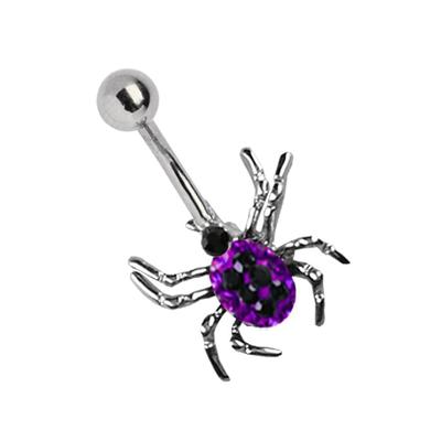 Bauchnabelpiercing ADELIA´S "Piercing Piercing Bauchnabelpiercing", Damen, lila, Titan, modisch, Piercings, Titan Bauchnabel Piercing Banane Spinne mit Steinen
