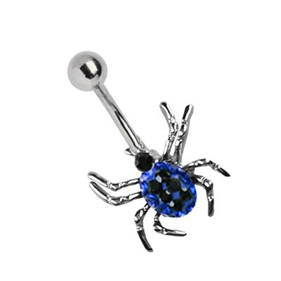 Bauchnabelpiercing ADELIA´S "Piercing Piercing Bauchnabelpiercing", Damen, blau, Titan, modisch, Piercings, Titan Bauchnabel Piercing Banane Spinne mit Steinen