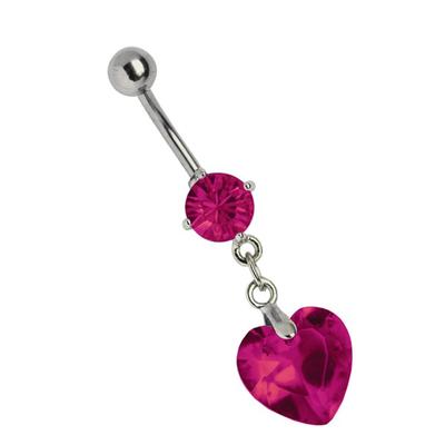 Bauchnabelpiercing ADELIA´S "Piercing Piercing Bauchnabelpiercing", Damen, pink, Titan, modisch, Piercings, Titan Banane - mit Zirkonia und Steinherz pink