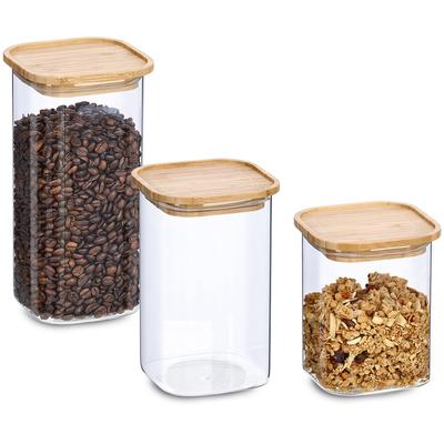 Vorratsglas ZELLER PRESENT, transparent, Glas, Holz, Silikon, Lebensmittelaufbewahrungsbehälter, mit Bambusdeckel Image