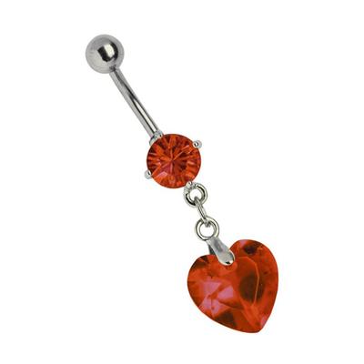 Bauchnabelpiercing ADELIA´S "Piercing Piercing Bauchnabelpiercing", Damen, rot, Titan, modisch, Piercings, Titan Banane - mit Zirkonia und Steinherz rot