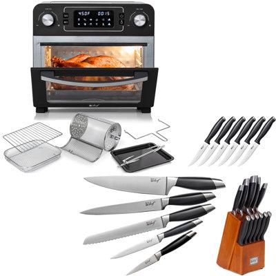 Deco Chef 22.71 Qt. Countertop Toaster Air Fryer Oven & Knife Set Stainless Steel in Gray | 12 H x 13 W x 14.5 D in | Wayfair E4DGTQAIRGUN
