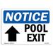 SignMission Pool Exit [Up Arrow] Sign w/ Symbol Sign or Label Plastic in Black/Blue/White | 12 H x 18 W x 0.1 D in | Wayfair OS-NS-A-1218-L-17685