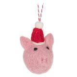 The Holiday Aisle® Holiday Pig Hanging Figurine Ornament Fabric in Pink/Red/White | 3 H x 2 W x 2 D in | Wayfair F55564BFE2EF4E64BA0DD56D11C1F781