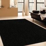 White 60 x 36 x 0.5 in Area Rug - Ebern Designs Square Worner Solid Color Power Loomed Indoor/Outdoor Use Area Rug in Black | Wayfair