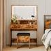 Wrought Studio™ Baelyn Vanity Set w/ Stool & Mirror Wood in Brown | 55.3 H x 31.5 W x 15.7 D in | Wayfair D09CA407CA4242138D1348DC5B6CA9F4