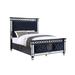 House of Hampton® C6DE35D838AD4876B3C2F896E44FB1C7 Queen Bed - Mirrored, Dark Navy Velvet & Black & Sliver Finish | 72 H x 90 W x 68 D in | Wayfair