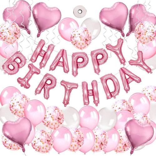 Devenirriche - Geburtstagsdeko Mädchen Happy Birthday Girlande Ballons Geburtstag Dekoration Set