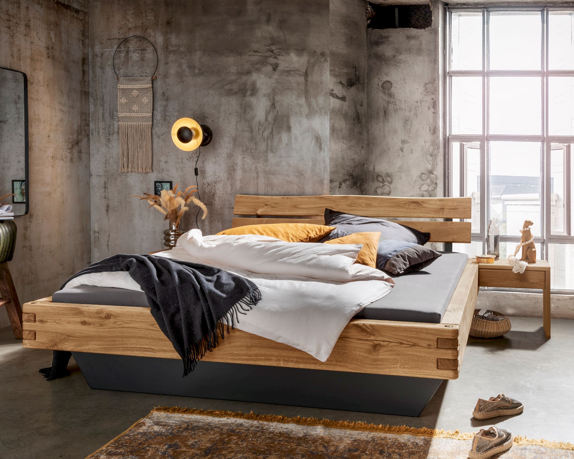 Massivholz »Montreal 2« Wildeiche Schwebebalkenbett 180x200 cm Image