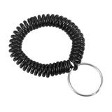 5Pcs Spiral Keychain, Plastic Wrist Coil Keyring Wristband Key Holder - Black
