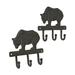 Brown Cast Iron Bear Wall Hook Coat Rack Towel Holder Decor (Set Of 2) - 7 X 7 X 1.5 inches