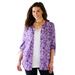 Plus Size Women's Georgette Buttonfront Tie Sleeve Cafe Blouse by Catherines in Purple Print (Size 0X)