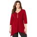 Plus Size Women's Metallic Dot Shark Bite Top by Catherines in Classic Red (Size 2X)
