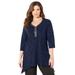 Plus Size Women's Metallic Dot Shark Bite Top by Catherines in Navy (Size 6X)