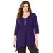 Plus Size Women's Metallic Dot Shark Bite Top by Catherines in Deep Grape (Size 0X)