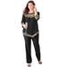 Plus Size Women's Pointed Hem Embroidered Top by Catherines in Black Soutache (Size 5X)
