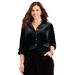 Plus Size Women's AnyWear Velvet Button Front Shirt by Catherines in Black (Size 5X)