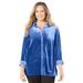 Plus Size Women's AnyWear Velvet Button Front Shirt by Catherines in Dark Sapphire (Size 1XWP)