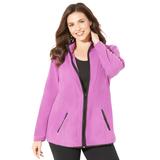 Plus Size Women's Micro Fleece Zip Jacket by Catherines in Purple Cactus Flower (Size 5X)