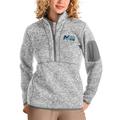 Women's Antigua Heathered Gray Mid Michigan College Fortune Quarter-Zip Pullover Jacket