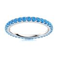 3 MM Round Multi Gemstone 925 Sterling Silver Full Eternity Women Wedding Ring (Swiss Blue Topaz, T)