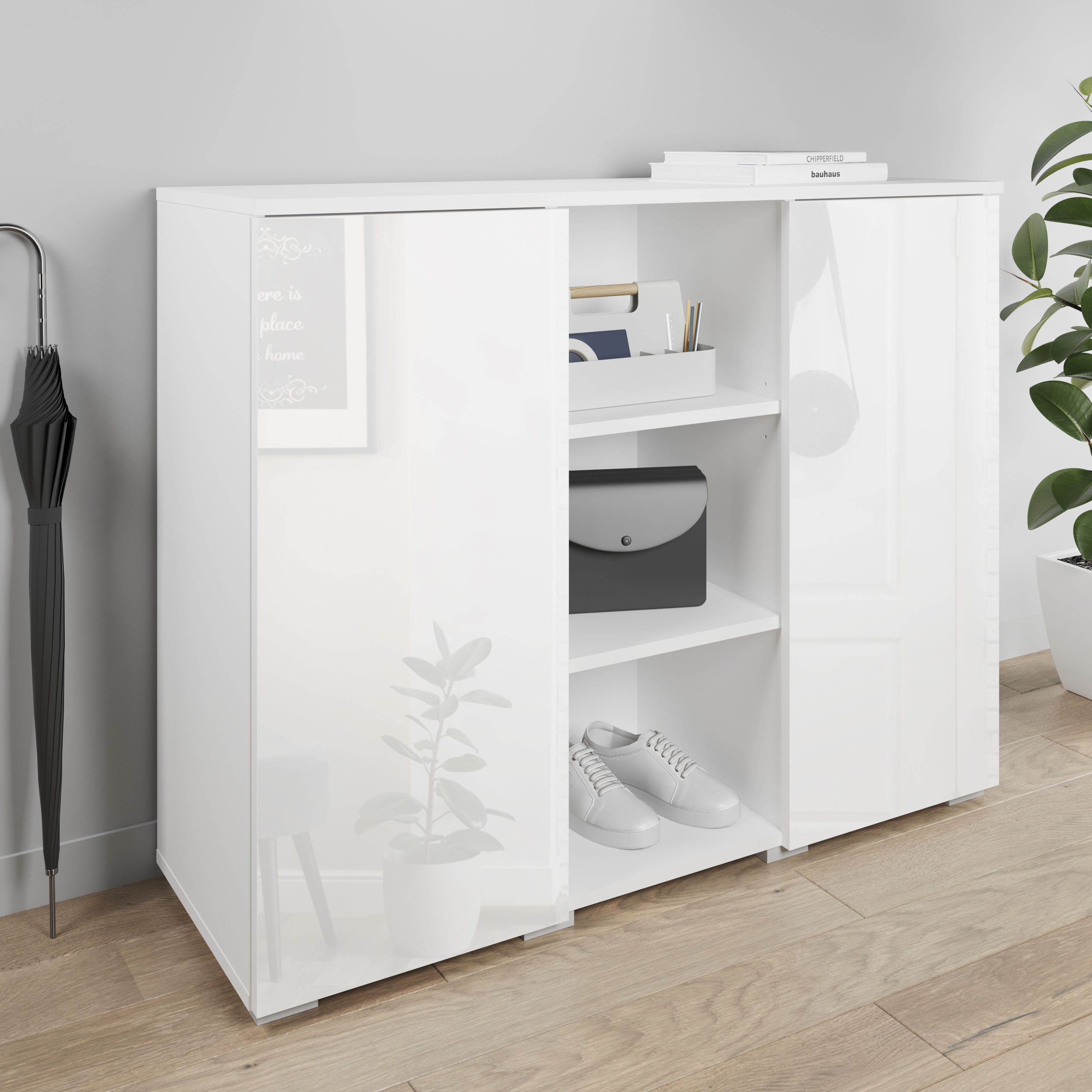 Schuhkommode OTTO HOME "Paris", weiß (weiß matt, weiß hochglanz), B:100cm H:80cm T:35cm, Sideboards, Schuhkommode, Breite 100 cm