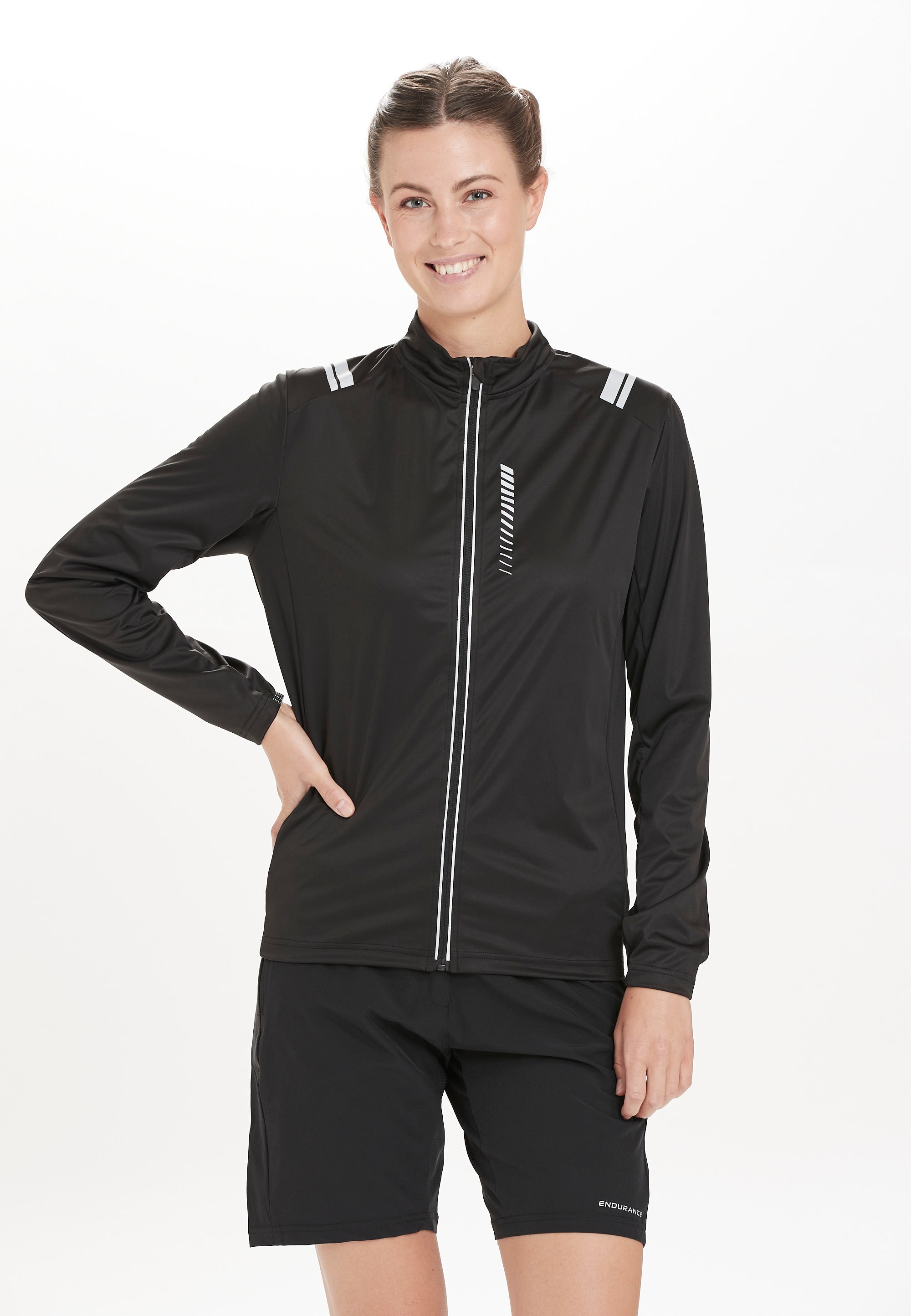 Softshelljacke ENDURANCE "Julliet", Damen, Gr. 46, schwarz, 87% Polyester, 13% Elasthan, unifarben, normal, hoch geschlossener Ausschnitt, Jacken, mit reflektierenden Elementen Image