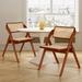 Bay Isle Home™ Reseda Solid Wood Folding Side Chair Wood/Wicker/Rattan in Brown | 32.68 H x 17.72 W x 20.08 D in | Wayfair