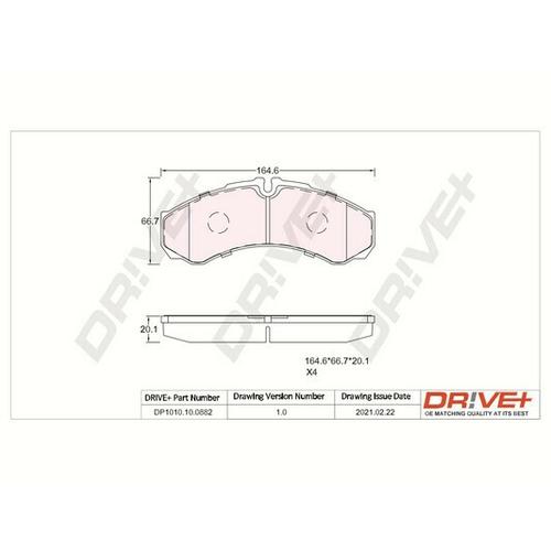 Drive+ Bremsbelagsatz, Scheibenbremse vorne rechts links für IVECO 42548191 42470835 2995631 DP1010.10.0882