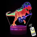 Lampe de Table à LED en acrylique avec télécommande minuterie en forme de dinosaure 3D luminaire