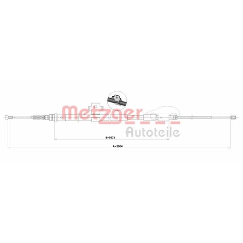 METZGER Seilzug, Feststellbremse COFLE hinten rechts Scheibenbremse für PEUGEOT 9678420980 1.PE004