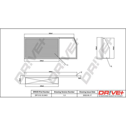 Drive+ Luftfilter für PEUGEOT FIAT CITROËN VAUXHALL OPEL 1631689980 6000633296 95525248 DP1110.10.0401