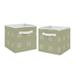 Sage Green Boho Mudcloth Foldable Fabric Storage Bins White Bohemian Woodland Tribal Southwest Mud Cloth Hatch Triple Line