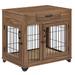Wooden Dog Crate with Drawer in Walnut, 32" L X 23" W X 30" H, Medium, Natural Wood